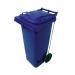 2Work Wheelie Bin Refuse 120 Litre 2 Wheel Pedal Operated Blue 2W10903 2W10903