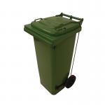 2Work Wheelie Bin Refuse 120 Litre 2 Wheel Pedal Green 2W10905 2W10905