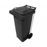 2Work Wheelie Bin Refuse 120 Litre 2 Wheel Pedal Operated Grey 2W10906 2W10906