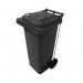 2Work Wheelie Bin Refuse 120 Litre 2 Wheel Pedal Operated Grey 2W10906 2W10906