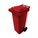 2Work Wheelie Bin Refuse 120 Litre 2 Wheel Pedal Operated Red 2W10907 2W10907