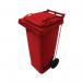 2Work Wheelie Bin Refuse 120 Litre 2 Wheel Pedal Operated Red 2W10907 2W10907