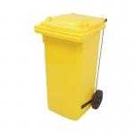 2Work Wheelie Bin Refuse 120 Litre 2 Wheel Pedal Yellow 2W10908 2W10908