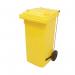 2Work Wheelie Bin Refuse 120 Litre 2 Wheel Pedal Yellow 2W10908 2W10908