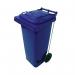 2Work Wheelie Bin Refuse 80 Litre 2 Wheel Pedal Operated Blue 2W10909 2W10909