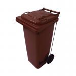 2Work Wheelie Bin Refuse 80 Litre 2 Wheel Pedal Operated Brown 2W10910 2W10910