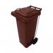 2Work Wheelie Bin Refuse 80 Litre 2 Wheel Pedal Operated Brown 2W10910 2W10910