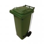 2Work Wheelie Bin Refuse 80 Litre 2 Wheel Pedal Operated Green 2W10911 2W10911