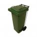 2Work Wheelie Bin Refuse 80 Litre 2 Wheel Pedal Operated Green 2W10911 2W10911