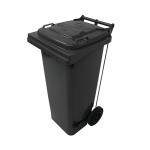 2Work Wheelie Bin Refuse 80 Litre 2 Wheel Pedal Operated Grey 2W10912 2W10912