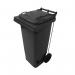 2Work Wheelie Bin Refuse 80 Litre 2 Wheel Pedal Operated Grey 2W10912 2W10912