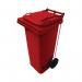 2Work Wheelie Bin Refuse 80 Litre 2 Wheeled Pedal Operated Red 2W10920 2W10920