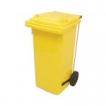 2Work Wheelie Bin Refuse 80 Litre 2 Wheel Pedal Yellow 2W10921 2W10921