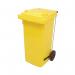 2Work Wheelie Bin Refuse 80 Litre 2 Wheel Pedal Yellow 2W10921 2W10921
