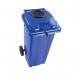 2Work Wheelie Bin 120 Litre with Bottle Bank and Lock Blue 2W10923 2W10923