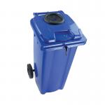 2Work Wheelie Bin 140 Litre with Bottle Bank and Lock Blue 2W10927 2W10927