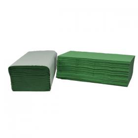 2Work 1-Ply V-Fold Hand Towels Green 12 x 300 Sheets (Pack of 3600) 2W70105 2W70105