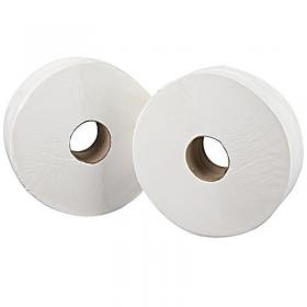 2Work Jumbo Toilet Roll 2-Ply White 92mmx410m Core 76mm (Pack of 6) 2W70203 2W70203