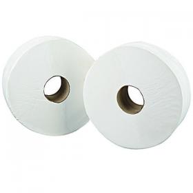 2Work Jumbo Toilet Roll 2-Ply White 92mmx410m Core 76mm (Pack of 6) 2W70203 2W70203
