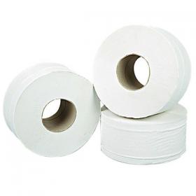 2Work Mini Jumbo Toilet Roll 2-Ply White 92mmx200m Core 76mm (Pack of 12) 2W70323 2W70323