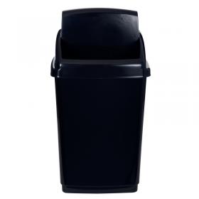 2Work Swing Top Bin 50 Litre Black RB02381 2W810012