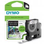 Dymo D1 Tape for Labelmaker Nylon Flexible 12mmx3.5m Black on White Ref 16957 S0718040 300419