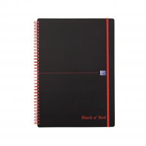 Black n Red Notebook Wirebound PP 90gsm Ruled and Perforated 140pp A4
