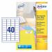 Avery Mini Multipurpose Labels Laser 40 per Sheet 45.7x25.4mm White Ref L7654-25 [1000 Labels] 301354