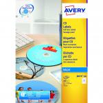 Avery CDDVD Labels Inkjet 2 per Sheet Dia.117mm Easy Application White Ref J8676-100 [200 Labels] 301386