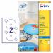 Avery CD/DVD Labels Inkjet 2 per Sheet Dia.117mm Easy Application White Ref J8676-100 [200 Labels] 301386