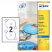 Avery CD/DVD Labels Inkjet 2 per Sheet Dia.117mm Easy Application White Ref J8676-100 [200 Labels] 301386
