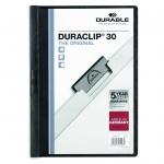 Durable Duraclip Folder PVC Clear Front 3mm Spine for 30 Sheets A4 Black Ref 2200/01 [Pack 25] 301439