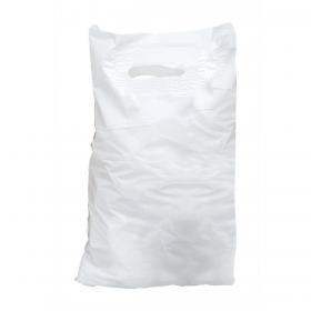 Carrier Bags Polythene Patch Handle 30 microns 381x457x76mm gusset White Pack of 500 302246