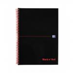 Black n Red Notebook Card Cover Wirebound 90gsm Ruled and Perforated 100pp A4 Ref 100080174 [Pack 10] 305700