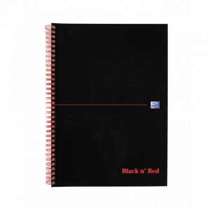 Black n Red Notebook Card Cover Wirebound 90gsm Ruled and Perforated