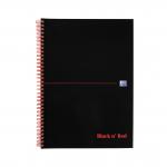 Black n Red Notebook Card Cover Wirebound 90gsm Ruled and Perforated 100pp A4 Ref 100080174 [Pack 10] 305700