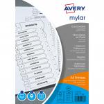 Avery Index Mylar 1-20 Punched Mylar-reinforced Tabs 150gsm A4 White Ref 05464061 305887