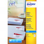 Avery Quick DRY Addressing Labels Inkjet 21 per Sheet 63.5x38.1mm White Ref J8160-25 [525 Labels] 307480