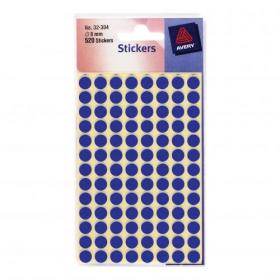 Avery Packets of Labels Round Diam.8mm Blue Ref 32-304 10x560 Labels 309852