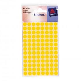 Avery Packets of Labels Round Diam.8mm Yellow Ref 32-303 10x560 Labels