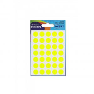 Image of Avery Packets of Labels Round Diam.13mm Neon Yellow Ref 32-284 10x245