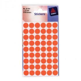 Avery Packets of Labels Round Diam.13mm Neon Red Ref 32-281 [10x245 Labels] 309925