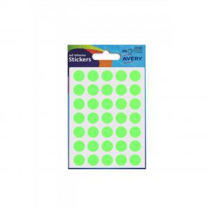 Image of Avery Packets of Labels Round Diam.13mm Neon Green Ref 32-282 10x245