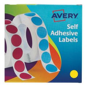 Avery Labels in Dispenser on Roll Round Diam.19mm Yellow Ref 24-508 1120 Labels 310086