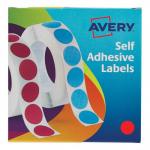 Avery Labels in Dispenser on Roll Round Diam.19mm Red Ref 24-506 [1120 Labels] 310094