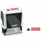 Trodat Office Printy Stamp Self-inking - Checked - 18x46mm Reinkable Red and Blue Ref 54295 312571