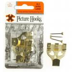 Extra Large No.4 Brass Plated Picture Hanging Hooks Pack of 2 316141