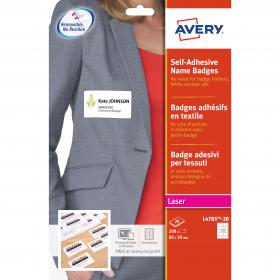 Avery Name Badge Labels Laser Self-adhesive 80x50mm White Ref L4785-20 [200 Labels] 316748