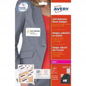 Avery Name Badge Labels Laser Self-adhesive 80x50mm Blue Border Ref L4787-20 200 Labels 316764