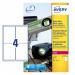 Avery Heavy Duty Labels Laser 4 per Sheet 99.1x139mm White Ref L4774-20 [80 Labels] 317784